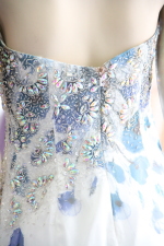 シフォン花柄パネルプリントドレス